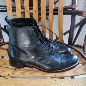 Stacy Adams men's lace-up brogue toe cap boots dress black vintage style wing